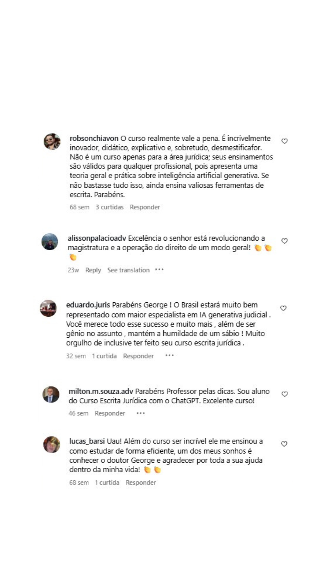 Comentário real capturado do YouTube
